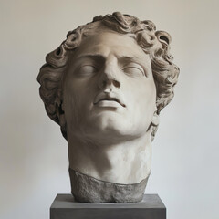 Head a an ancient adonis statue