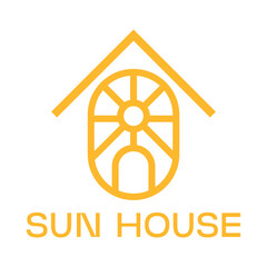 sun house flat minimalist logo design