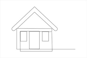 Home one line drawing of isolated continuous outline vector illustration