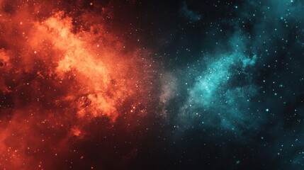 Red and blue nebula in space.