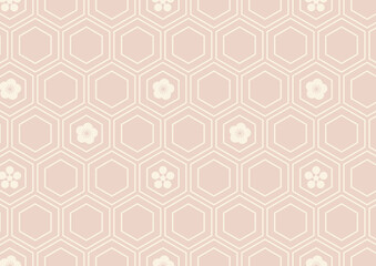 亀甲に梅のシンプルモダンな壁紙