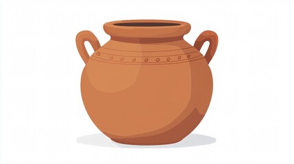 Elegant Clay Pot Vase with Handles Vector Illustration