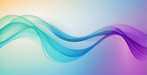 Fototapeta premium Colorful waves of blue and purple flow gracefully across a soft gradient background, created by ai generated