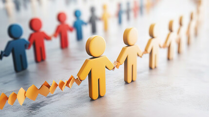 Zero Discrimination Day celebrates equality. It stands for rights and awareness Justice and respect are its foundation. Colorful Paper Figures Linked Together Representing Unity and Teamwork