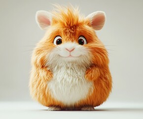 Adorable fluffy orange hamster, cartoon style, digital rendering.