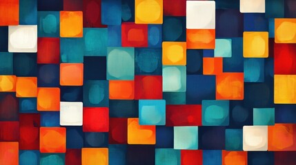 Abstract Colorful Square Mosaic Artwork