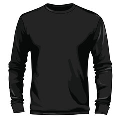 Black longsleeve silhouette Tshirt icon simple style bold lines white background no shadows no projection
