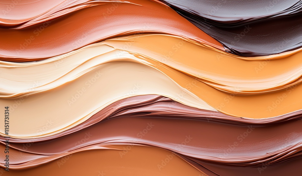 Poster abstract image showcasing layers of smooth, flowing textures in earthy brown and beige tones, creati