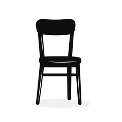 Simple chair icon simple silhouette style white background vector black and white flat design front