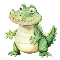 Fototapeta premium Cute Watercolor Cartoon Crocodile