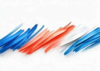 Abstract brush strokes of blue, red, and white colors create a dynamic pattern on a white background. Perfect for creative design projects.