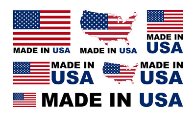 Made in USA badges and emblems. United state of America. of set collection illustrations.
