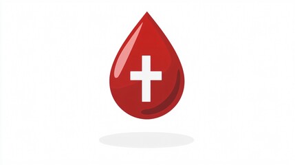 Blood Drop with Cross Icon: Professional 2D Flat Vector Illustration