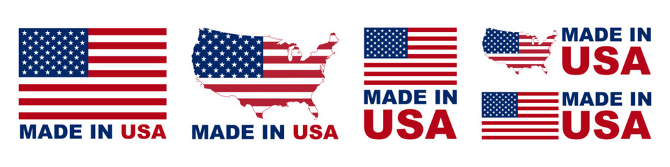 Made in USA badges and emblems. United state of America. of set collection illustrations.