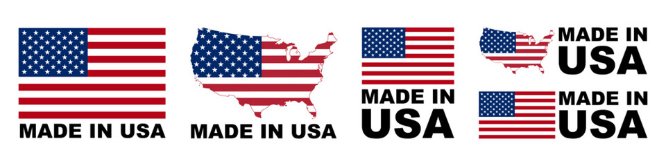 Made in USA badges and emblems. United state of America. of set collection illustrations.