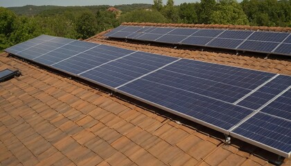A solar panel on a roof with the sun shining on it 4