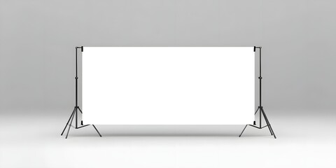 A blank projection screen set up for presentations or events.
