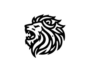 Roaring lion Mascot logo design icon symbol vector illustration. 