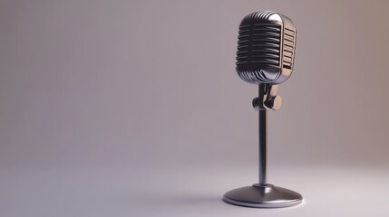 A vintage microphone on a stand, ready to record.