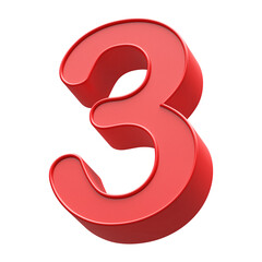 Fototapeta premium 3D Red Number 3