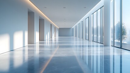 Fototapeta premium 3d illustration of a spacious empty room, modern architecture with simple walls and sleek flooring