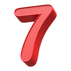 3D Red Number 7