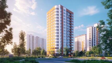 Modern Apartment Complex in Suburban Setting
