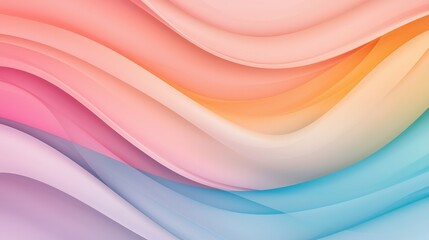 A soft, flowing abstract design featuring waves of pastel colors in pink, orange, and blue, creating a serene and modern aesthetic.