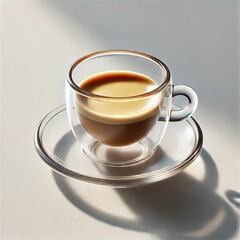simple glass tea espresso coffee cup with saucer on white background
