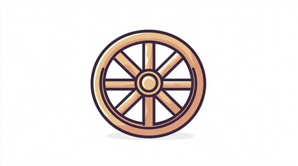 Detailed Wagon Wheel Outline Icon for Transport Design Isolated on Transparent Background