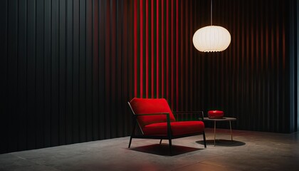 Minimalistic living room interiors with red sofas and armchair 401