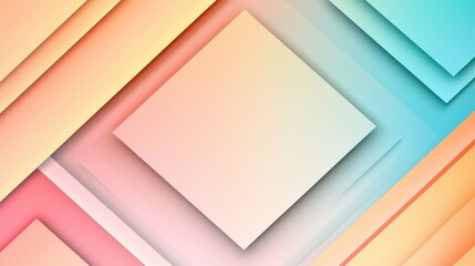 Fototapeta premium A vibrant abstract design featuring layered squares in pastel colors, creating a visually appealing and modern backdrop.