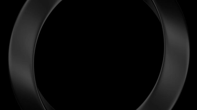Showcasing the cyclical motion of black rings, this abstract 3D animation features a minimalist design and metallic shine, offering a sleek touch for modern projects. 