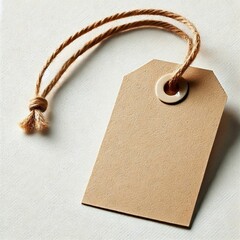 A blank eco-friendly  paper tag with a string on white background
