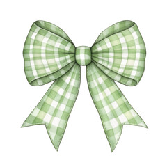 Green gingham bow with festive and elegant design, perfect for Christmas or decorative purposes