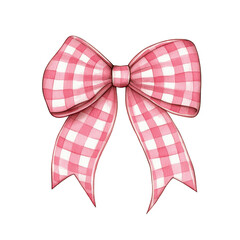 Pink gingham bow with festive and cheerful design, perfect for holiday decorations