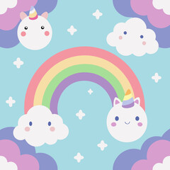 Adorable Baby Design with Pastel Rainbows, Fluffy Clouds, and a Magical Unicorn Theme