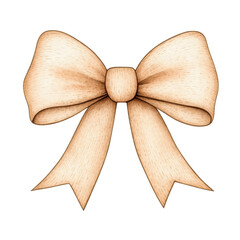 Elegant beige bow with soft watercolor texture, perfect for decoration or design