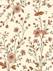 Vintage-inspired floral silhouette pattern with a rustic charm, retro, aged
