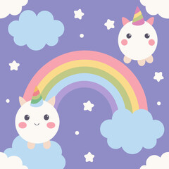 Adorable Baby Design with Pastel Rainbows, Fluffy Clouds, and a Magical Unicorn Theme