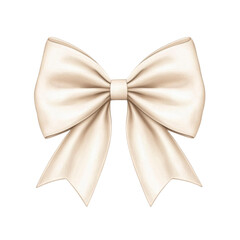 Elegant cream colored bow with scalloped design in hyperrealistic watercolor style