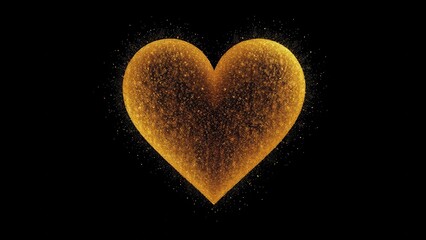 Heart silhouette made of golden glitter dust on elegant black background, luxury, shine, glittery
