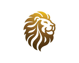 Gold Lion Icon Logo Design Vector Template. Lion Head, Face, Logo illustration.