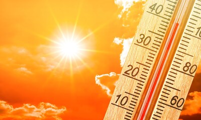 A heat wave during the summer. Heat indicates high temperature. Climate change. High temperature.