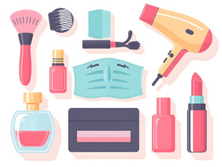 Obraz premium Stylish vector icons of beauty and skincare tools 
