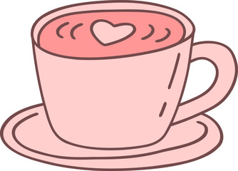 Heart-Shaped Coffee Cup Doodle Illustration