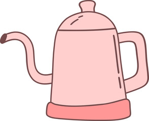 Cute Pink Coffee Dripping pot Doodle Illustration