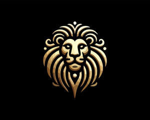 Gold Lion Icon Logo Design Vector Template. Lion Head, Face, Logo illustration.