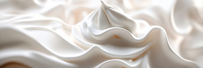 Pearl-white whipped cream in an abstract geometric stack, isolated in a bright space