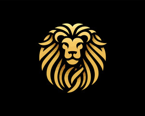 Gold Lion Icon Logo Design Vector Template. Lion Head, Face, Logo illustration.